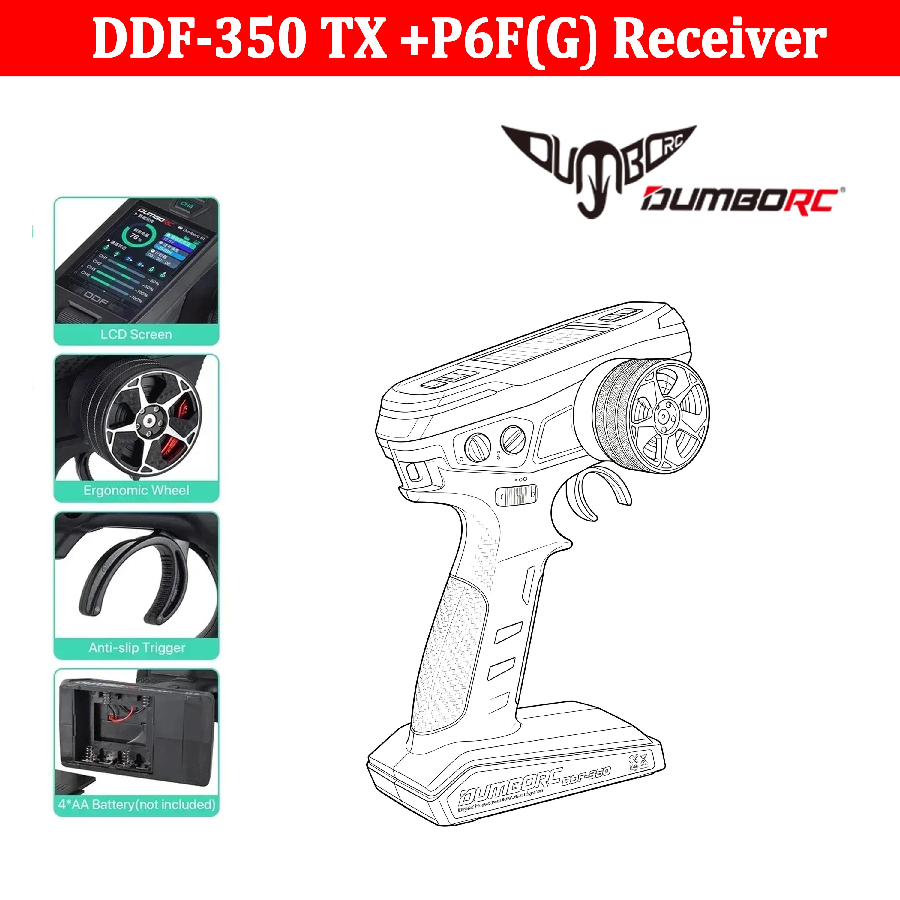 Rc Transmitter - DUMBORC DDF-350 DDF350 10CH Transmitter 2.4G