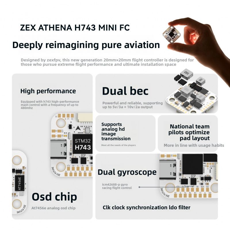 ZEX ATHENA H743 Mini Flight Co - Betaflight Fc recension och pris