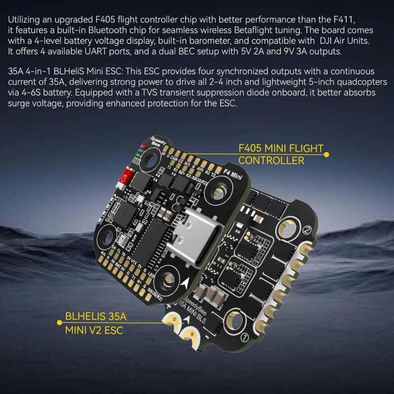 F405 Mini Stack BLS 35A 4in1 E - F405 Flight Controller recension och pris