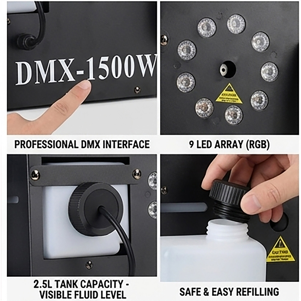 1500W Fog Smoke Machine RGB 9X - Smoke Stopper recension och pris